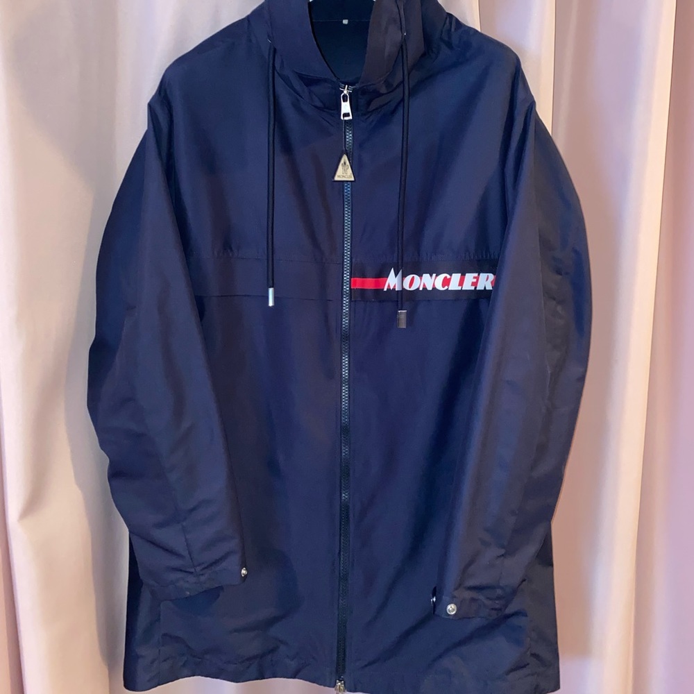 Moncler Rain Trench Parka,Complete Hood,Dark Blue